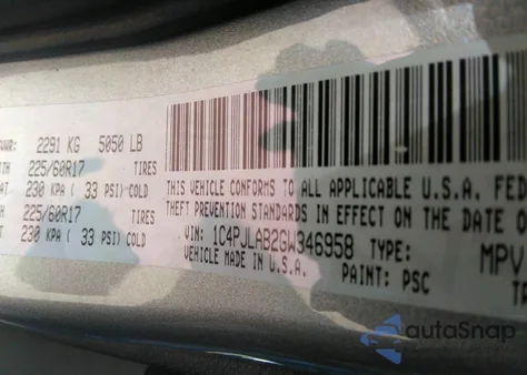 2016 Jeep Cherokee Sport z USA, uszkodzony, nr VIN 1C4PJLAB2GW346958